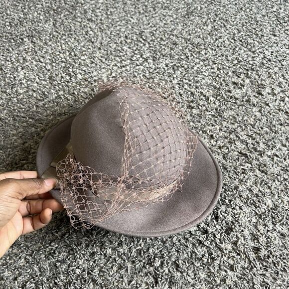 GEORGE Michael Howard WOMEN'S 100% Wool Front Face Hat Taupe Brown Vintage - Picture 2 of 9